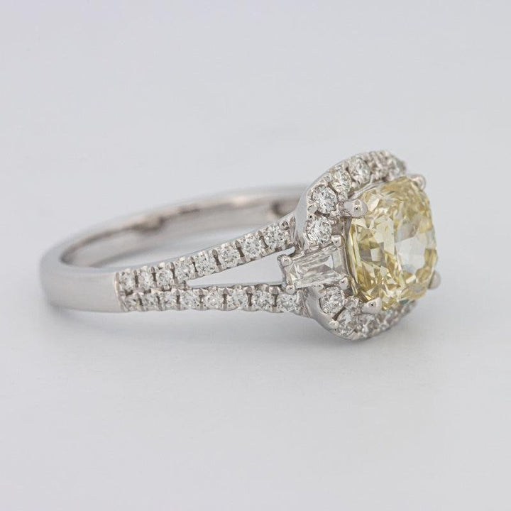 2 CT Fancy Yellow Square Radiant Halo Solitaire - ZIZOV DIAMONDS