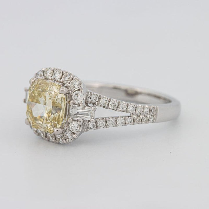 2 CT Fancy Yellow Square Radiant Halo Solitaire - ZIZOV DIAMONDS