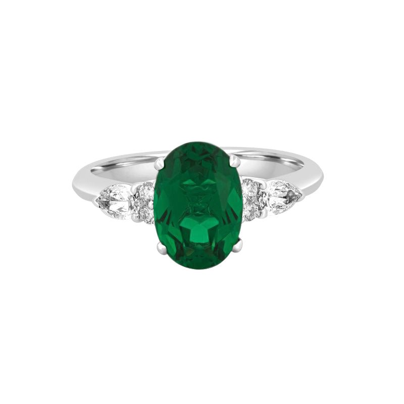 2 CT Oval Green Emerald Ring - ZIZOV DIAMONDS