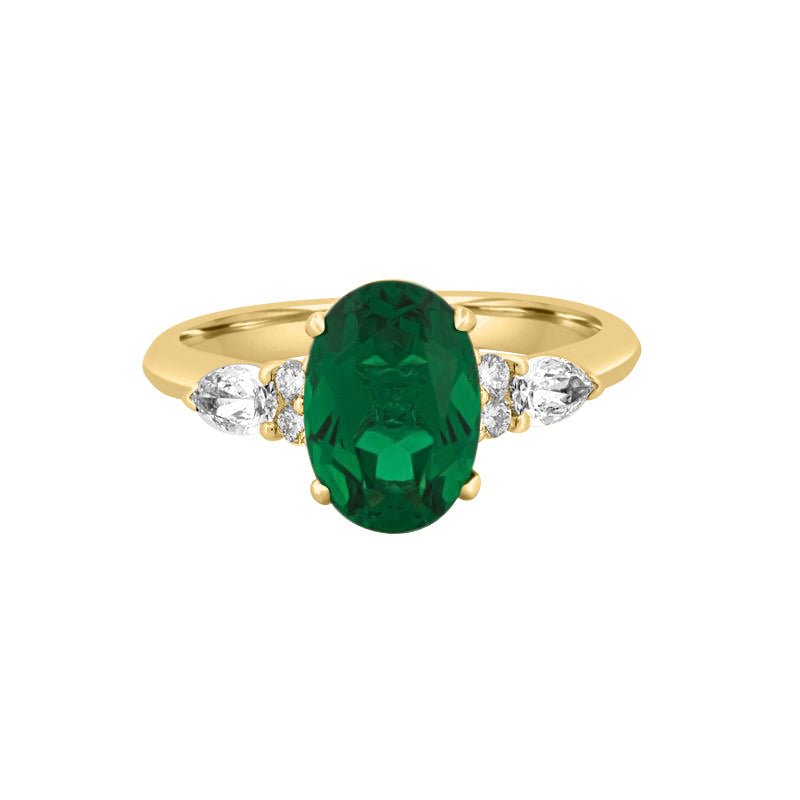 2 CT Oval Green Emerald Ring - ZIZOV DIAMONDS