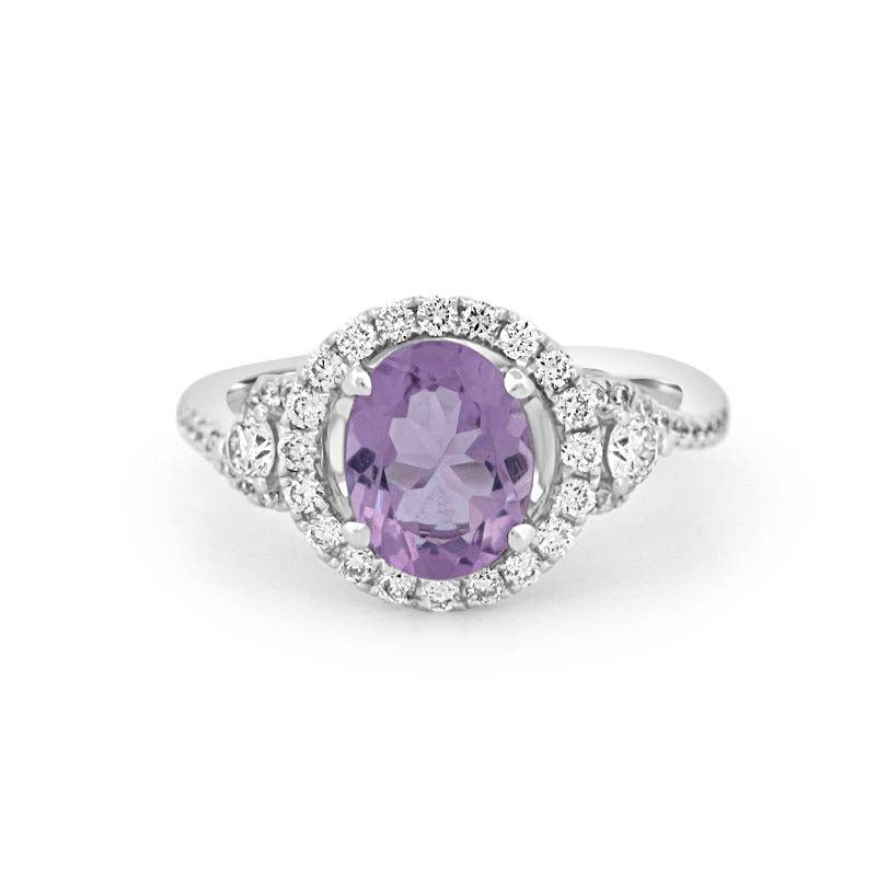 2 CT Round Amethyst Halo Ring - ZIZOV DIAMONDS