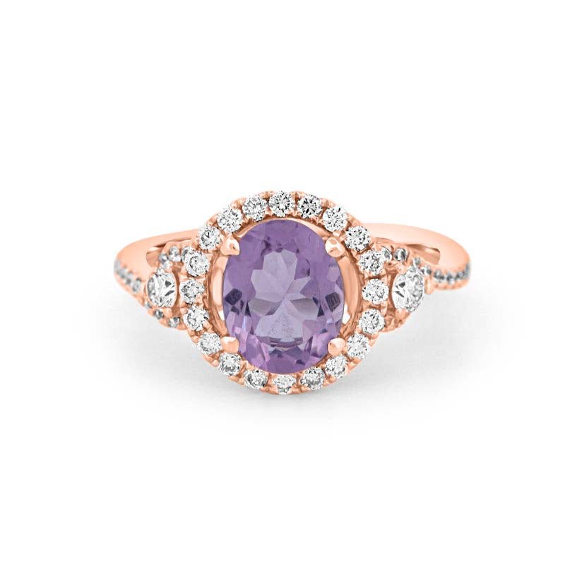 2 CT Round Amethyst Halo Ring - ZIZOV DIAMONDS