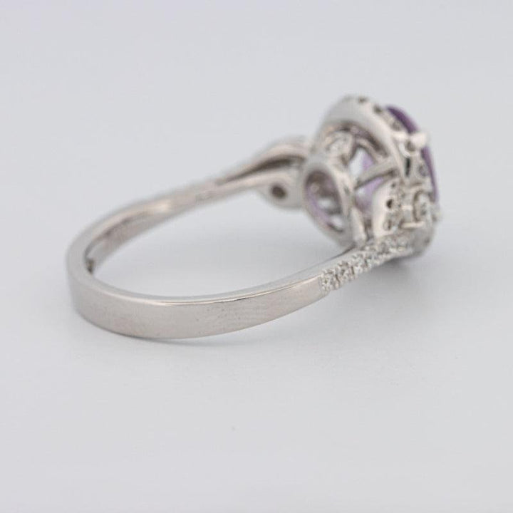 2 CT Round Amethyst Halo Ring - ZIZOV DIAMONDS