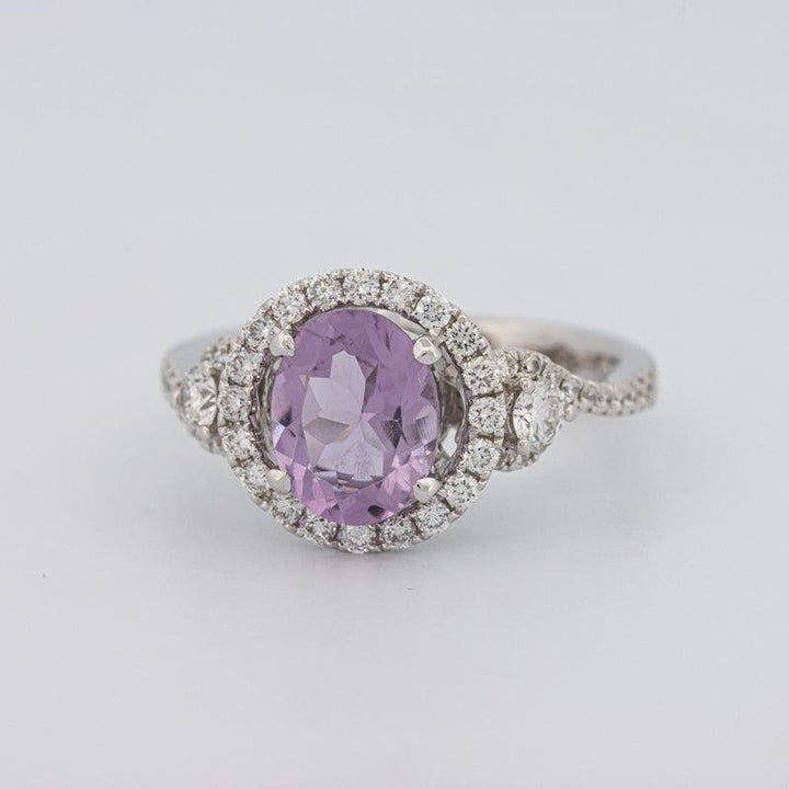 2 CT Round Amethyst Halo Ring - ZIZOV DIAMONDS