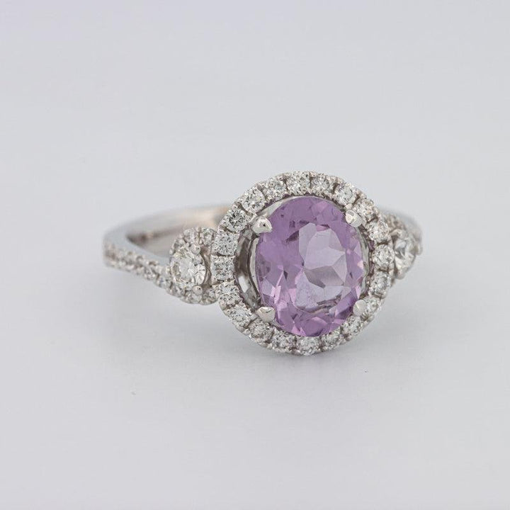 2 CT Round Amethyst Halo Ring - ZIZOV DIAMONDS