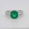 2 CT Square Radiant Green Emerald with Baguettes - ZIZOV DIAMONDS