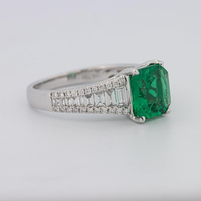 2 CT Square Radiant Green Emerald with Baguettes - ZIZOV DIAMONDS