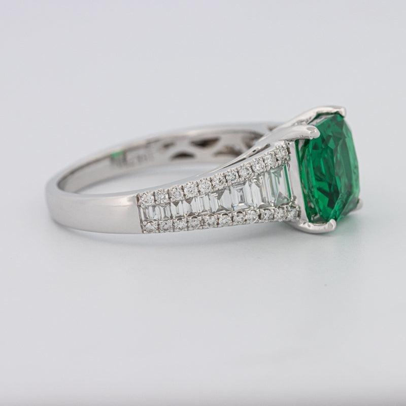 2 CT Square Radiant Green Emerald with Baguettes - ZIZOV DIAMONDS