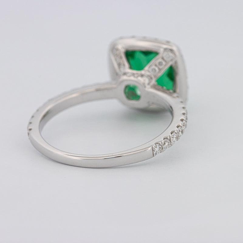 2 CT Square Radiant Halo Green Emerald Ring - ZIZOV DIAMONDS