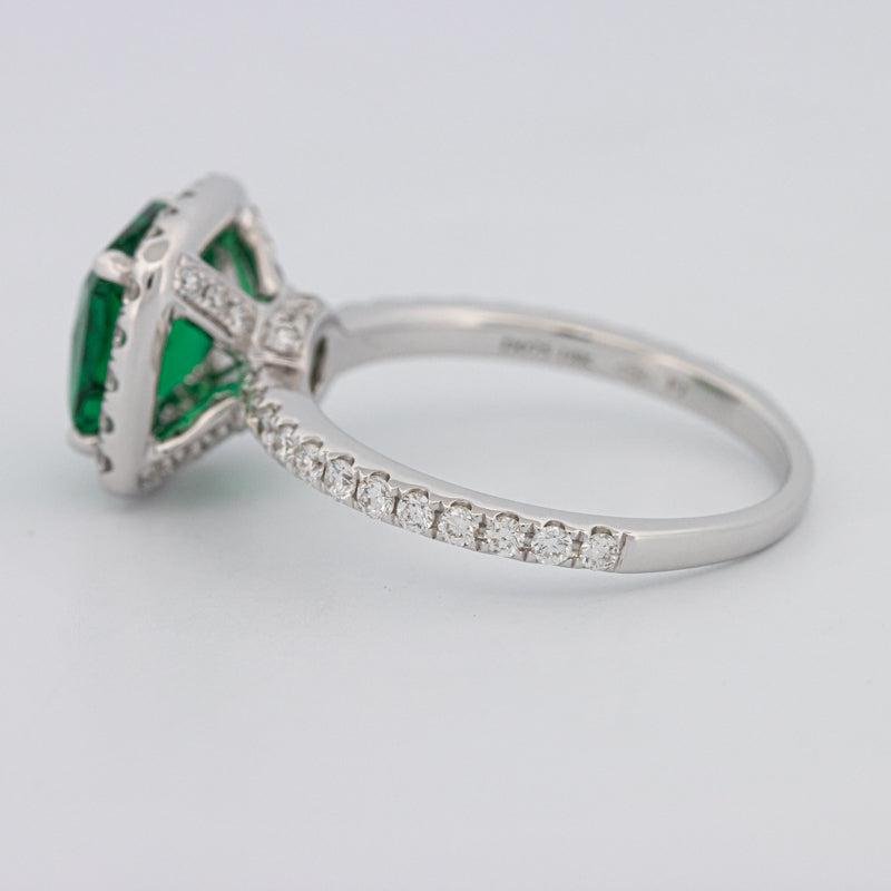 2 CT Square Radiant Halo Green Emerald Ring - ZIZOV DIAMONDS
