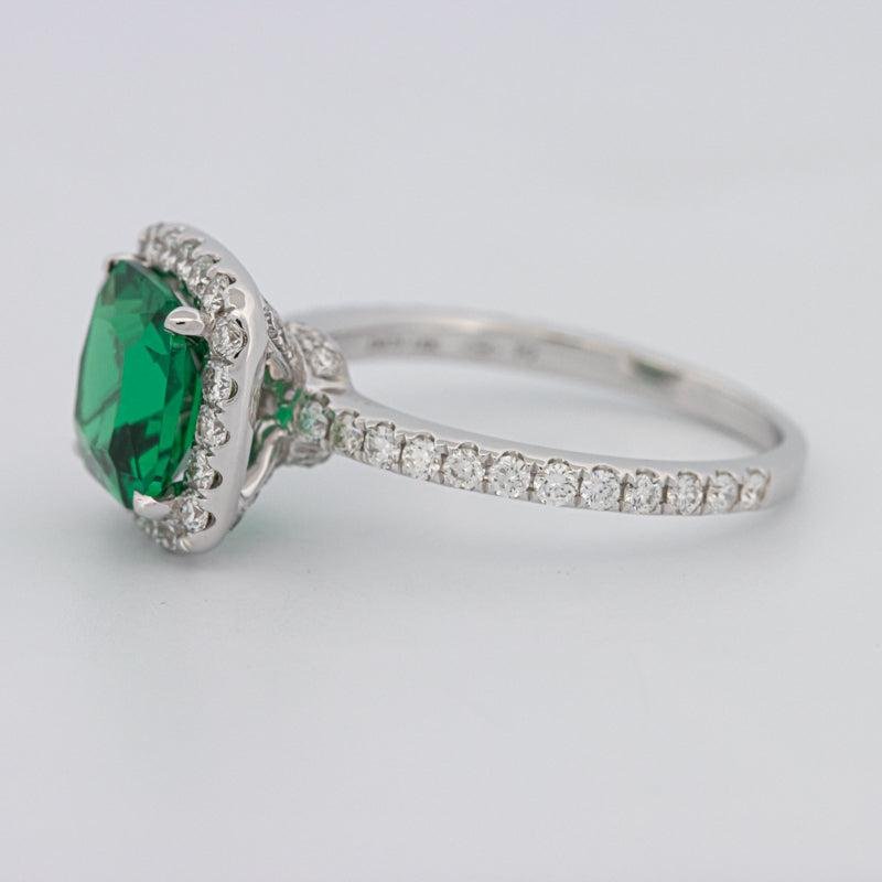 2 CT Square Radiant Halo Green Emerald Ring - ZIZOV DIAMONDS