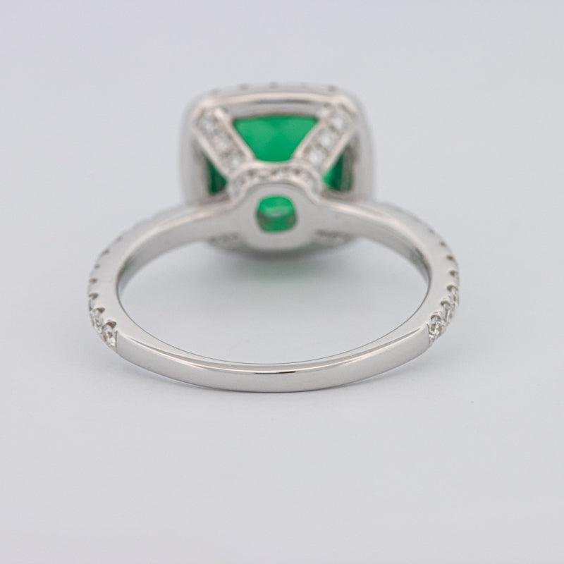 2 CT Square Radiant Halo Green Emerald Ring - ZIZOV DIAMONDS