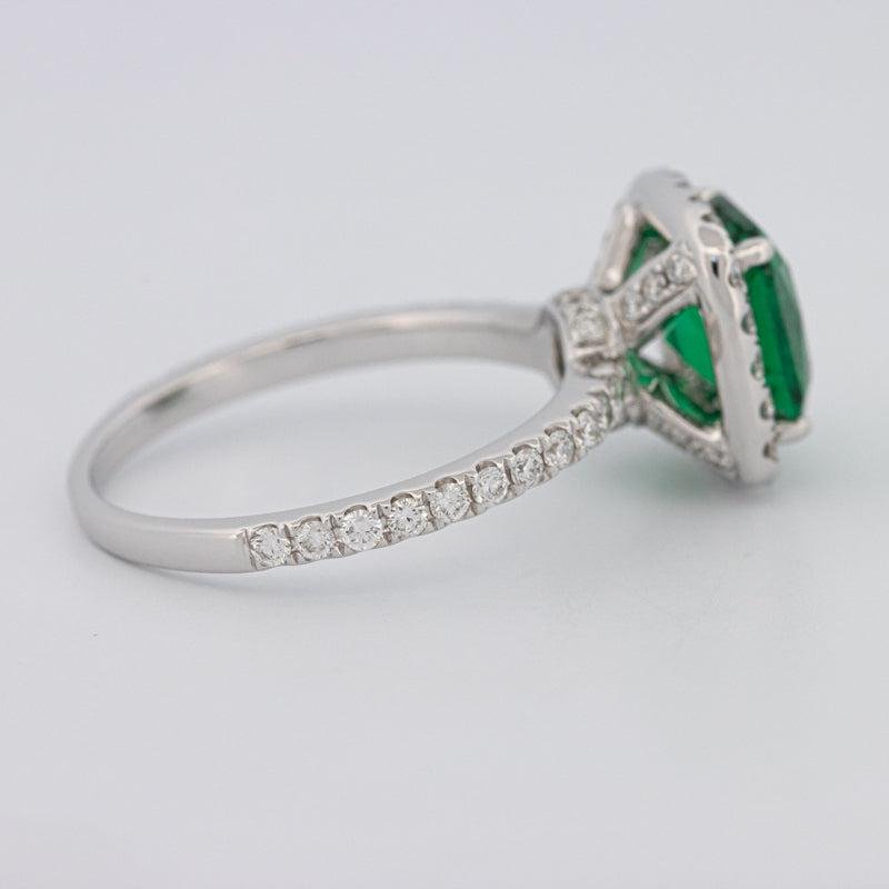 2 CT Square Radiant Halo Green Emerald Ring - ZIZOV DIAMONDS