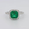 2 CT Square Radiant Halo Green Emerald Ring - ZIZOV DIAMONDS