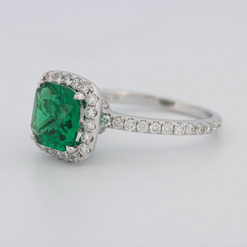 2 CT Square Radiant Halo Green Emerald Ring - ZIZOV DIAMONDS