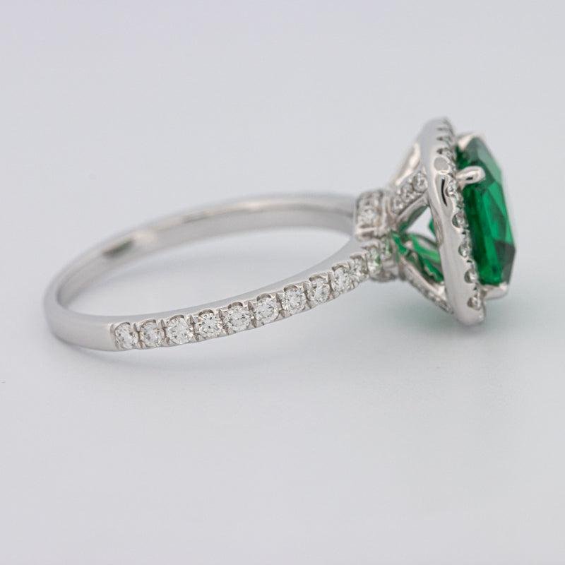 2 CT Square Radiant Halo Green Emerald Ring - ZIZOV DIAMONDS