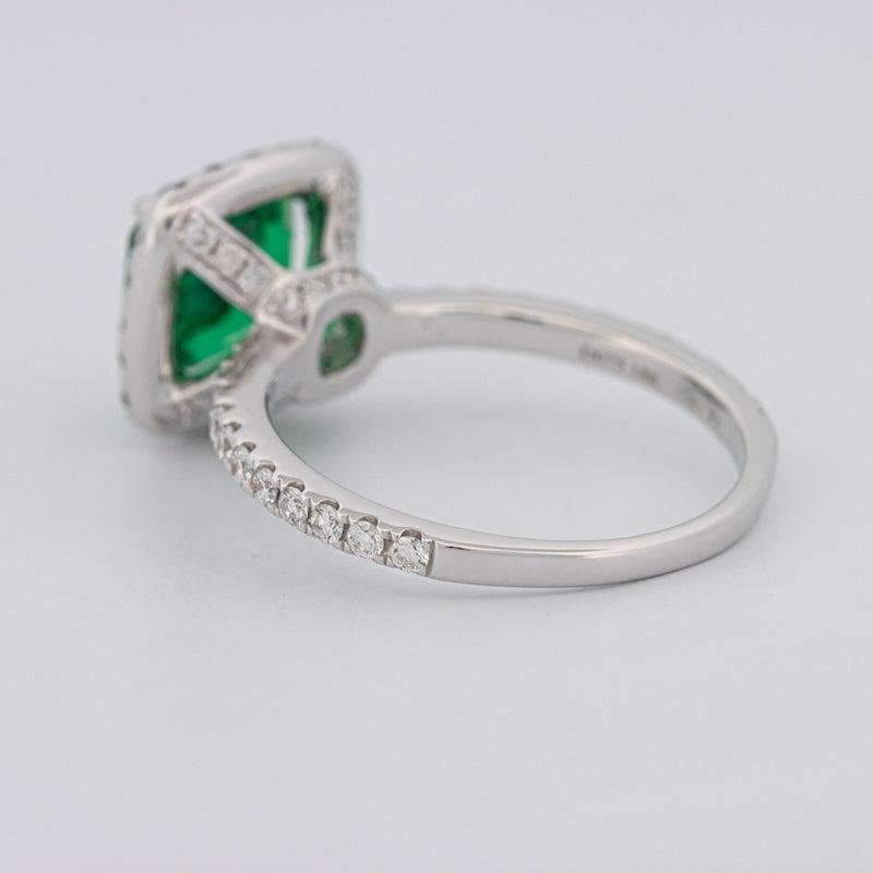 2 CT Square Radiant Halo Green Emerald Ring - ZIZOV DIAMONDS