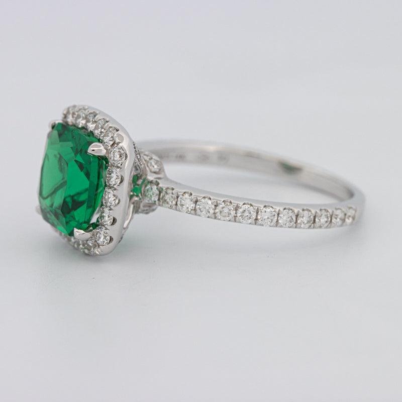 2 CT Square Radiant Halo Green Emerald Ring - ZIZOV DIAMONDS