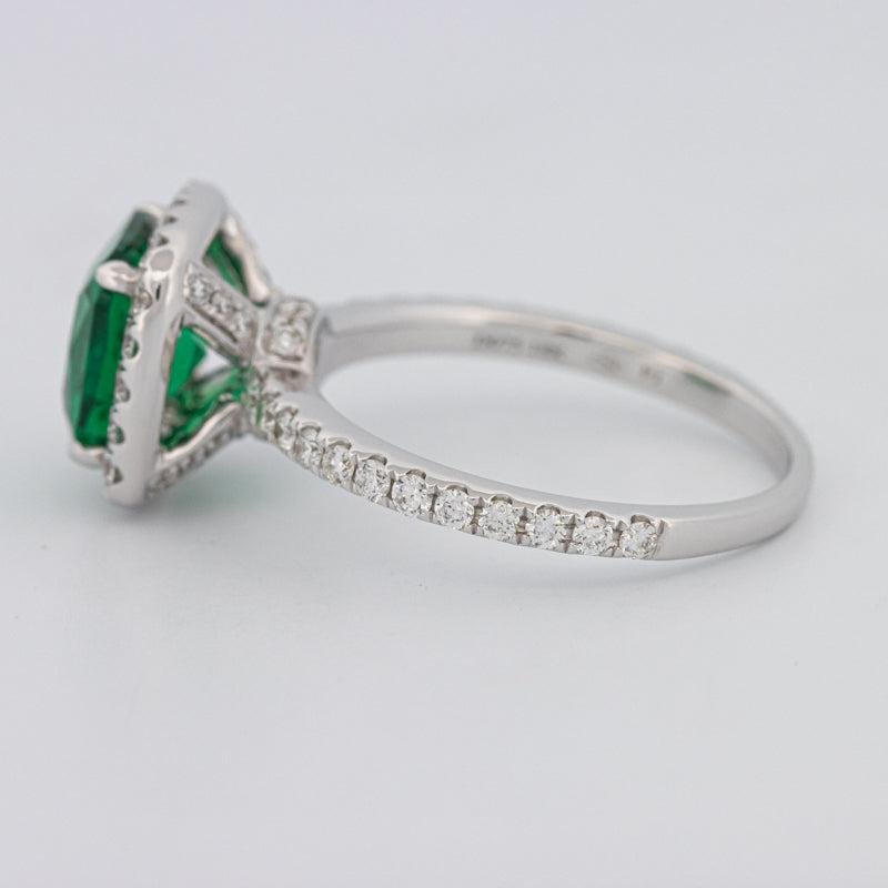 2 CT Square Radiant Halo Green Emerald Ring - ZIZOV DIAMONDS