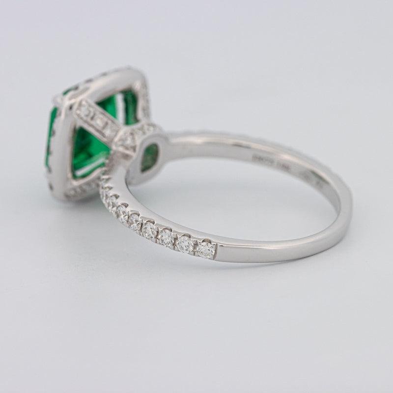 2 CT Square Radiant Halo Green Emerald Ring - ZIZOV DIAMONDS