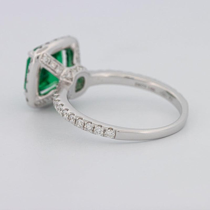 2 CT Square Radiant Halo Green Emerald Ring - ZIZOV DIAMONDS