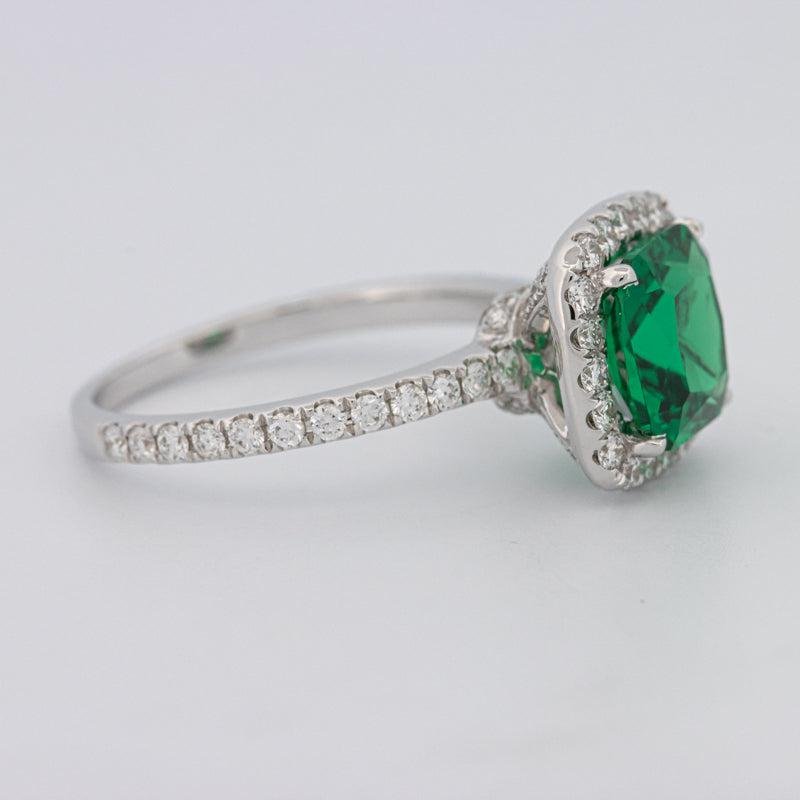 2 CT Square Radiant Halo Green Emerald Ring - ZIZOV DIAMONDS