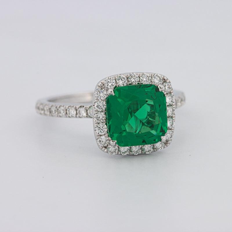 2 CT Square Radiant Halo Green Emerald Ring - ZIZOV DIAMONDS