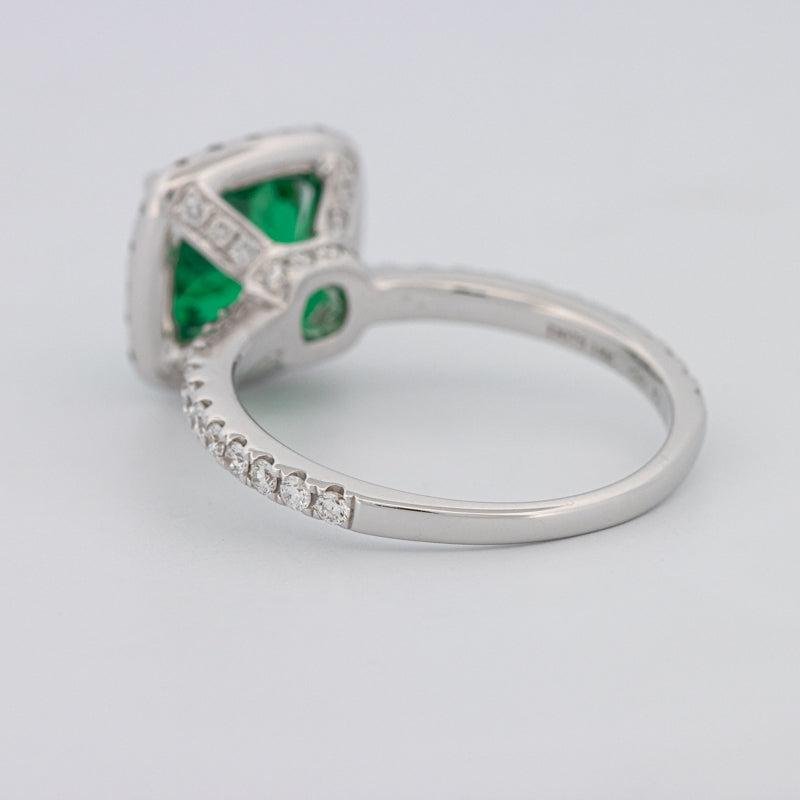2 CT Square Radiant Halo Green Emerald Ring - ZIZOV DIAMONDS