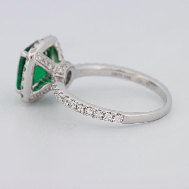 2 CT Square Radiant Halo Green Emerald Ring - ZIZOV DIAMONDS