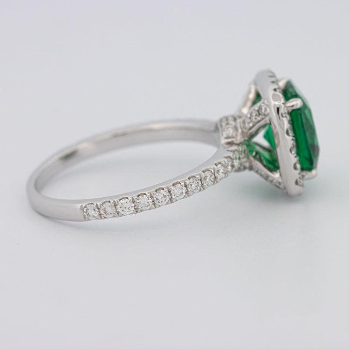 2 CT Square Radiant Halo Green Emerald Ring - ZIZOV DIAMONDS