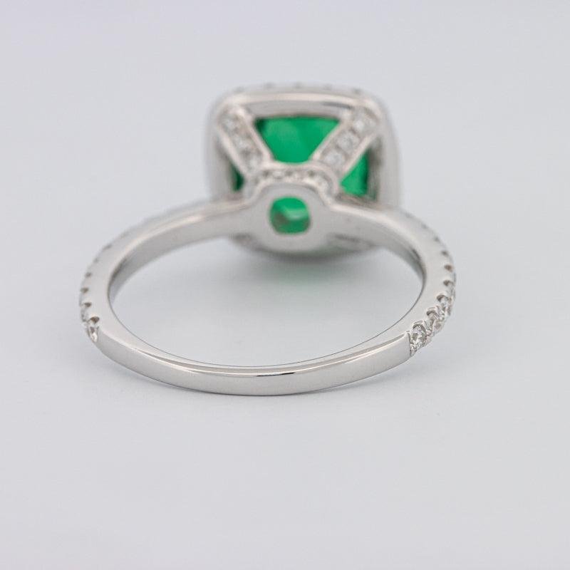 2 CT Square Radiant Halo Green Emerald Ring - ZIZOV DIAMONDS