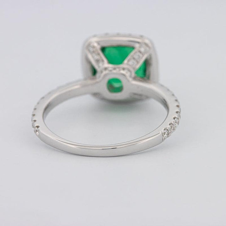 2 CT Square Radiant Halo Green Emerald Ring - ZIZOV DIAMONDS
