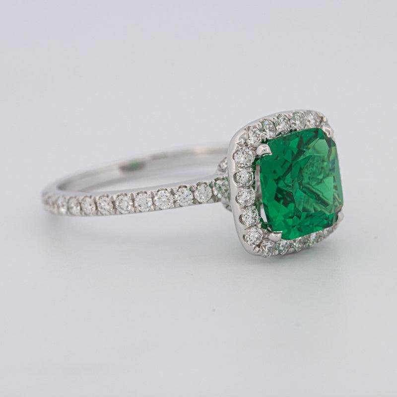 2 CT Square Radiant Halo Green Emerald Ring - ZIZOV DIAMONDS