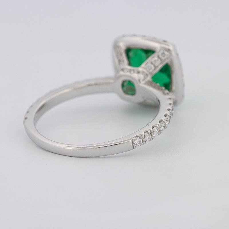 2 CT Square Radiant Halo Green Emerald Ring - ZIZOV DIAMONDS