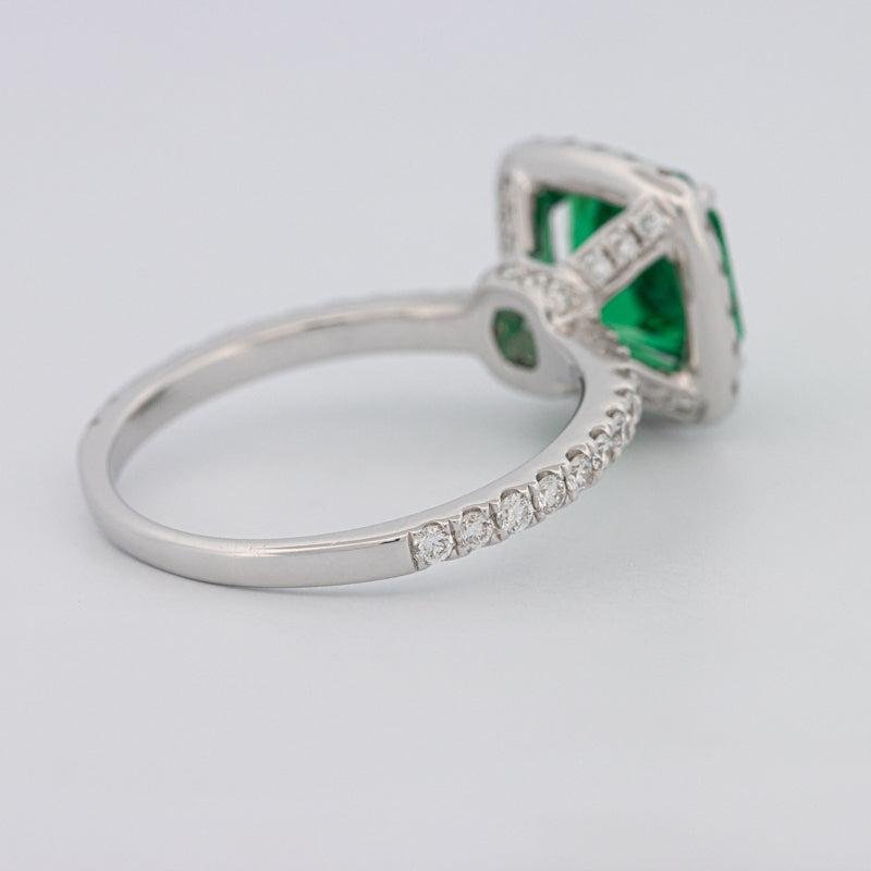 2 CT Square Radiant Halo Green Emerald Ring - ZIZOV DIAMONDS