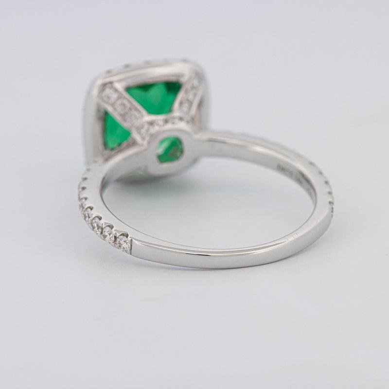 2 CT Square Radiant Halo Green Emerald Ring - ZIZOV DIAMONDS