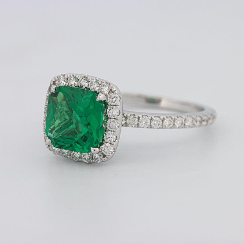 2 CT Square Radiant Halo Green Emerald Ring - ZIZOV DIAMONDS