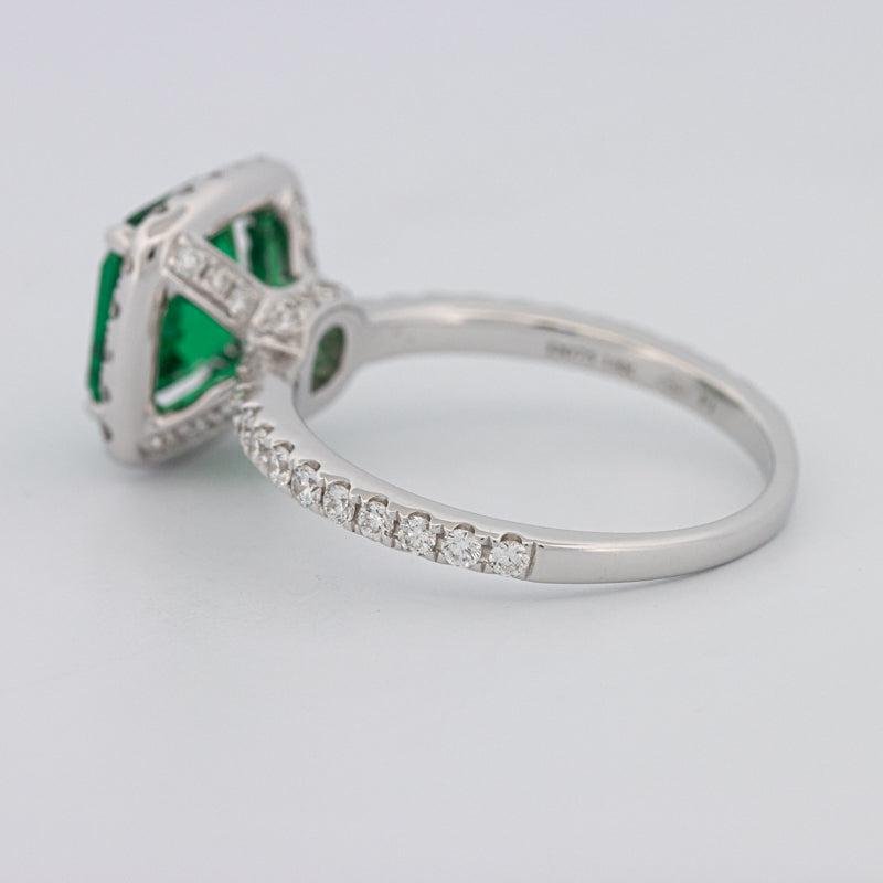 2 CT Square Radiant Halo Green Emerald Ring - ZIZOV DIAMONDS