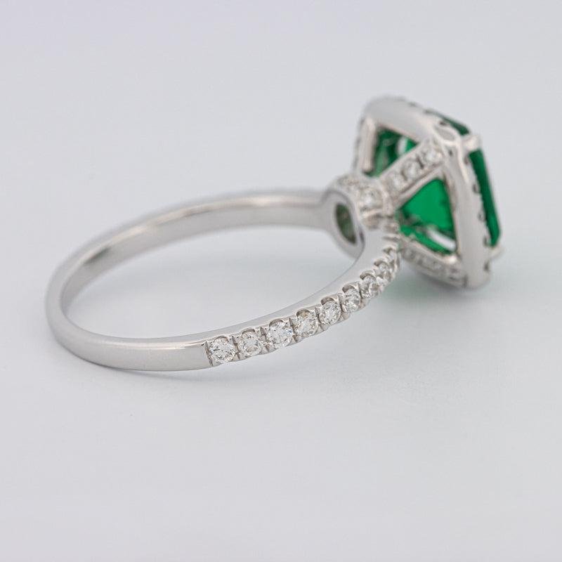 2 CT Square Radiant Halo Green Emerald Ring - ZIZOV DIAMONDS
