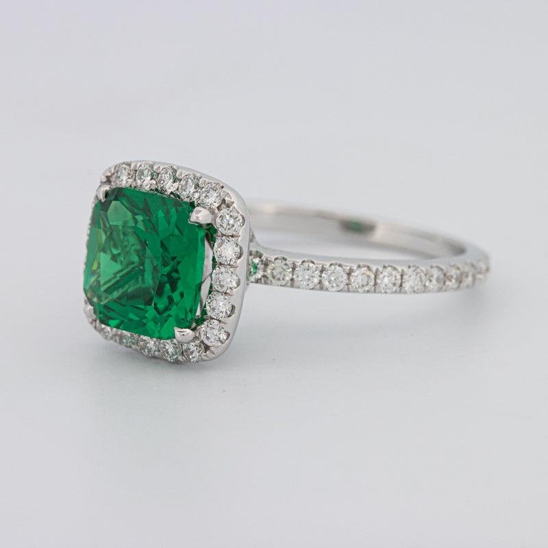 2 CT Square Radiant Halo Green Emerald Ring - ZIZOV DIAMONDS