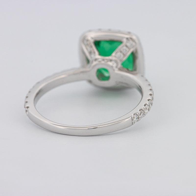 2 CT Square Radiant Halo Green Emerald Ring - ZIZOV DIAMONDS