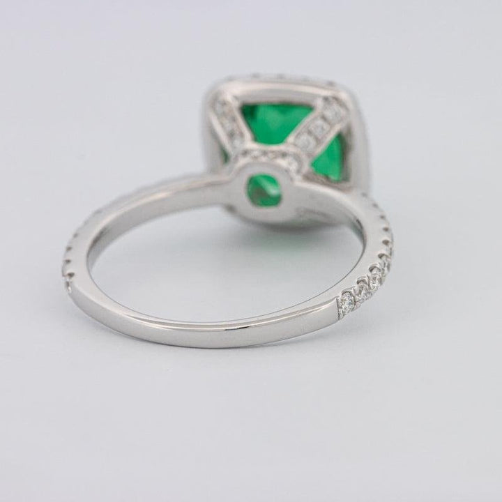 2 CT Square Radiant Halo Green Emerald Ring - ZIZOV DIAMONDS