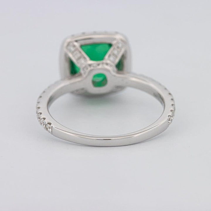 2 CT Square Radiant Halo Green Emerald Ring - ZIZOV DIAMONDS