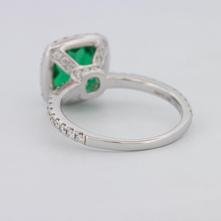 2 CT Square Radiant Halo Green Emerald Ring - ZIZOV DIAMONDS