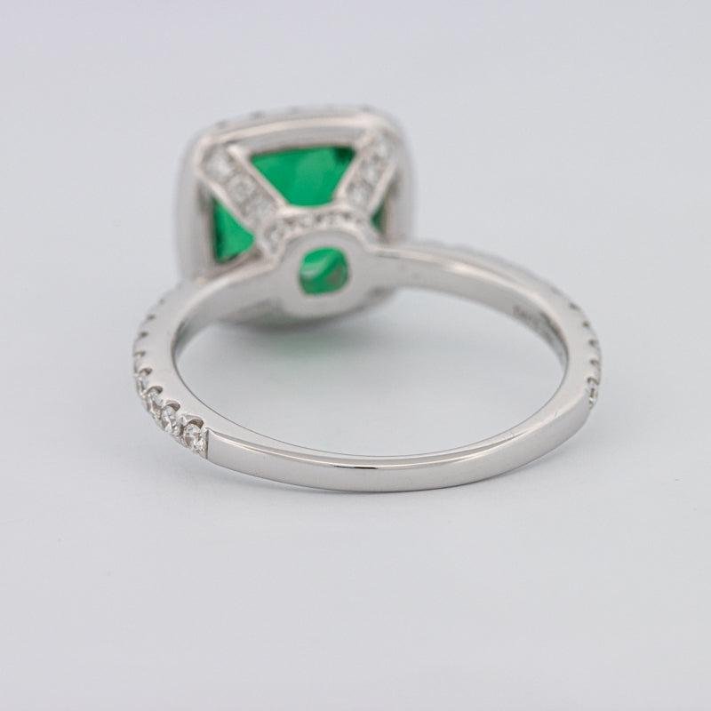 2 CT Square Radiant Halo Green Emerald Ring - ZIZOV DIAMONDS
