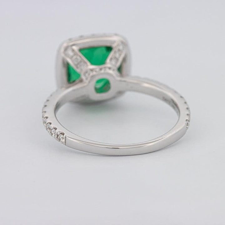 2 CT Square Radiant Halo Green Emerald Ring - ZIZOV DIAMONDS