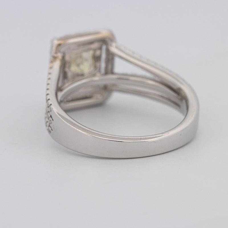 2.05 CT Fancy Light Yellow Emerald Cut Halo Solitaire - ZIZOV DIAMONDS