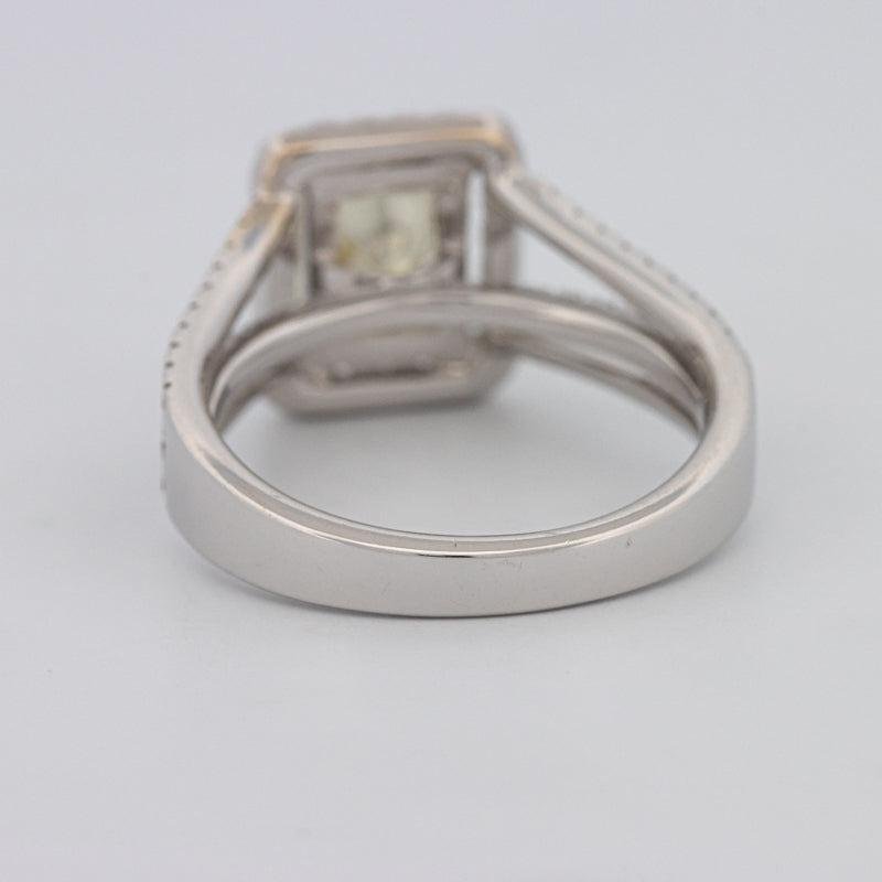 2.05 CT Fancy Light Yellow Emerald Cut Halo Solitaire - ZIZOV DIAMONDS