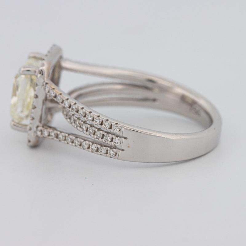 2.05 CT Fancy Light Yellow Emerald Cut Halo Solitaire - ZIZOV DIAMONDS