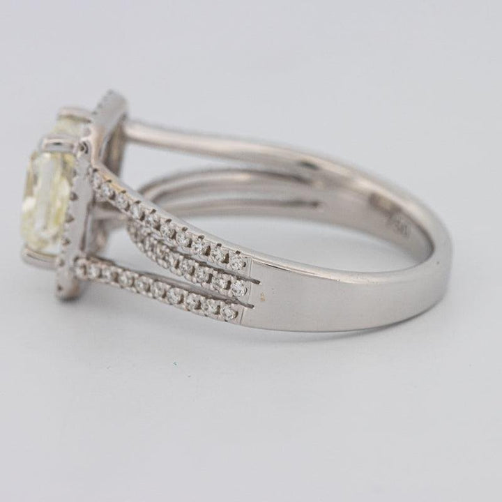 2.05 CT Fancy Light Yellow Emerald Cut Halo Solitaire - ZIZOV DIAMONDS